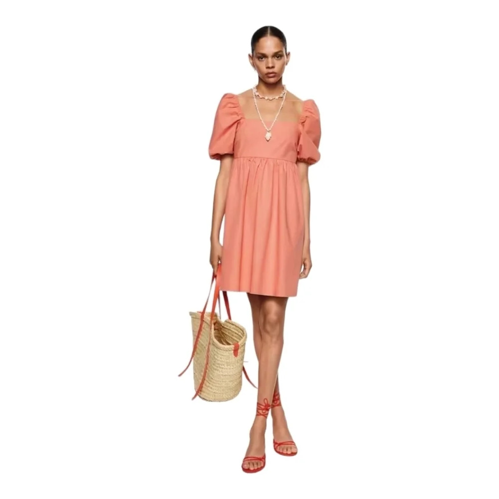 Mango [10]  Puffed Sleeves Cotton Dress - Picture 2 of 7